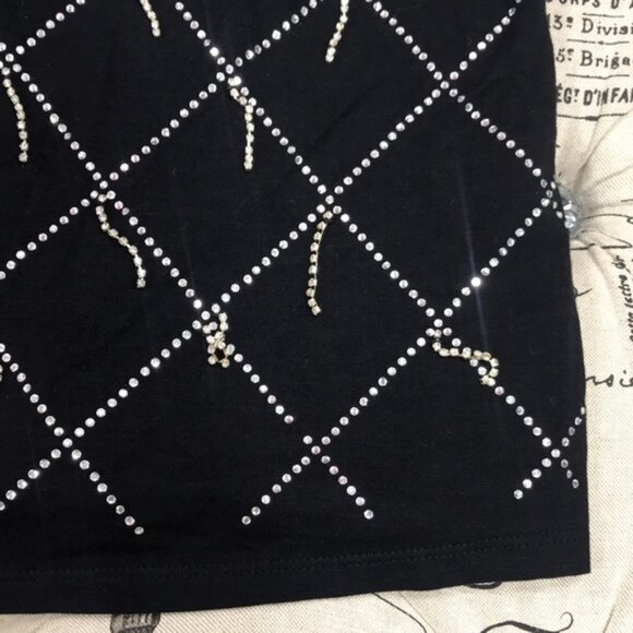 Inc Cotton Raining Rhinestone Embellished T-Shirt - Picture 4 of 8